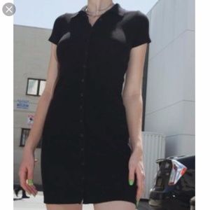 Brandy Melville Caroline Dress Black Button Up